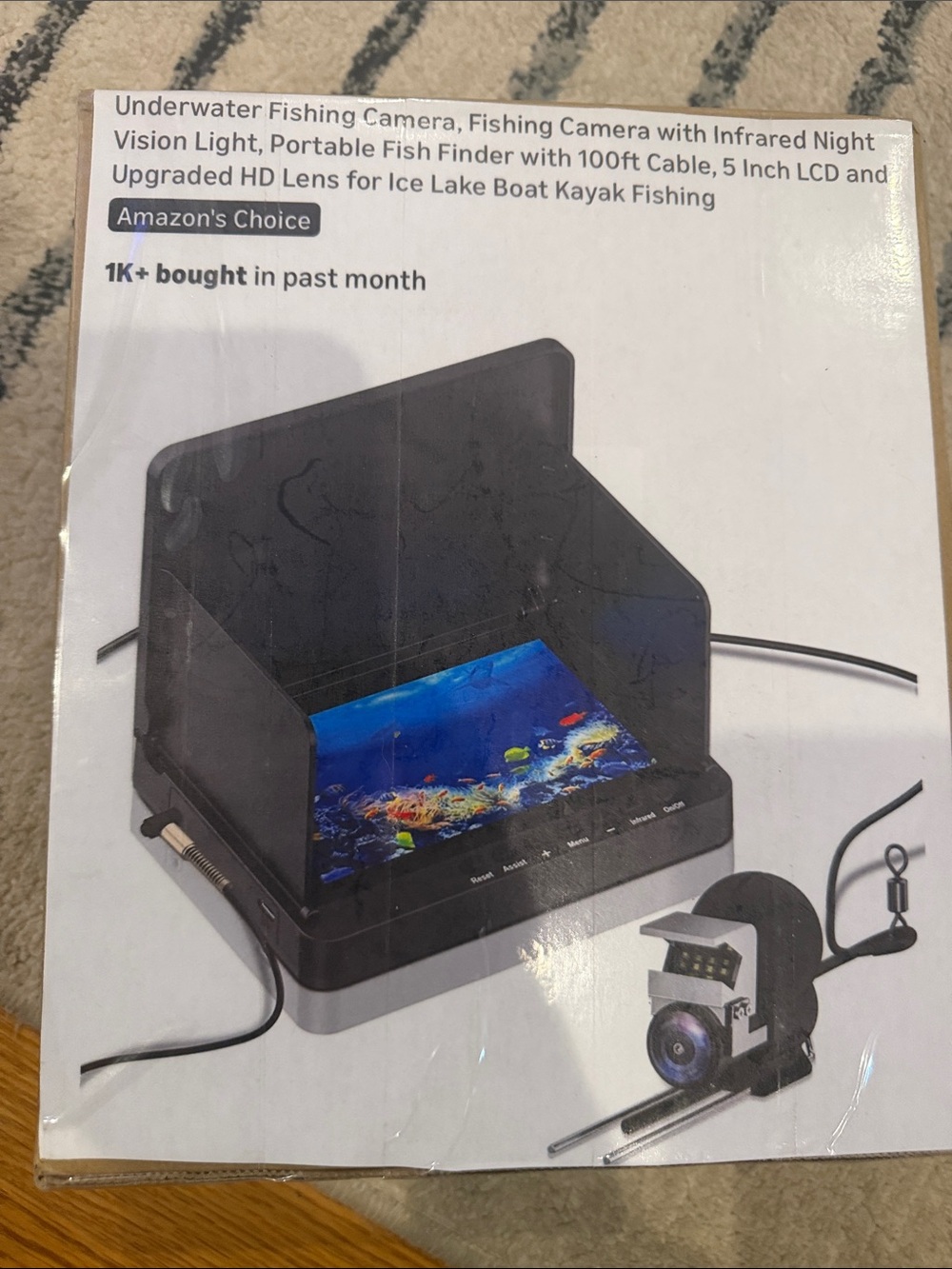 Underwater Fishing Camera System with 5-Inch Monitor - Black